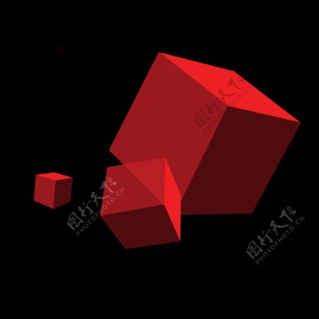 红色立体方块图片