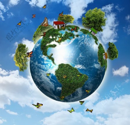 绿色环保生态地球图片