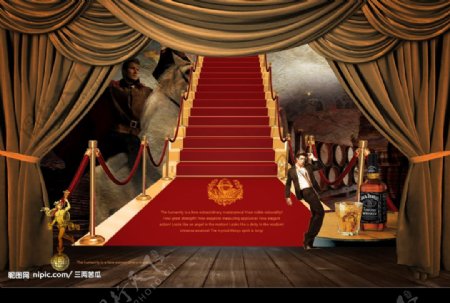 欧式楼梯幕布红地毯图片
