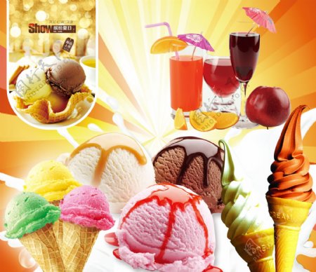 冰淇淋海报冷饮海报图片