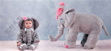 可爱儿童大象装2图片