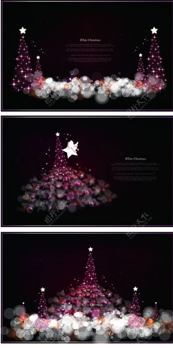 梦幻圣诞树紫色背景矢图片