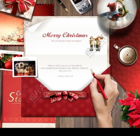祝福的红色圣诞信封图片