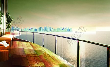 海景阳台城市图片