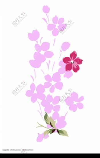 粉紫色的时尚花卉与蝴蝶psd分层素材图片