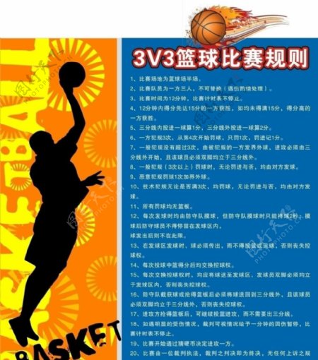3V3篮球赛规则海报图片