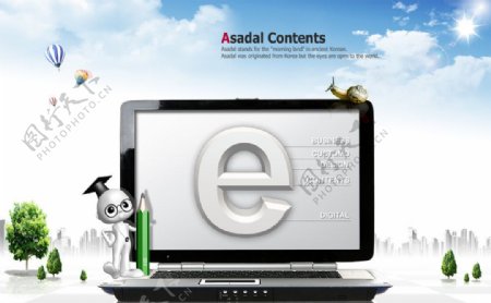 韩国E时代电脑商务模板图片