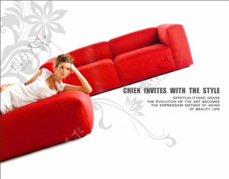 居家休闲沙发国外美女广告图片