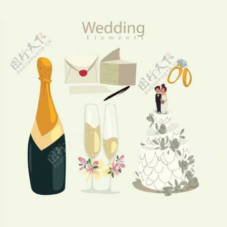 香槟与婚礼元素