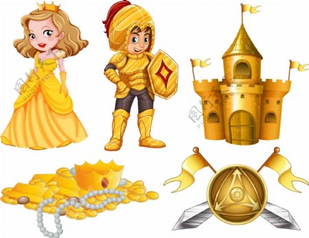 童话故事以骑士和公主的插图