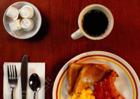 西式早餐午餐咖啡摄影图