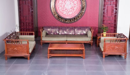 新中式红木软体沙发