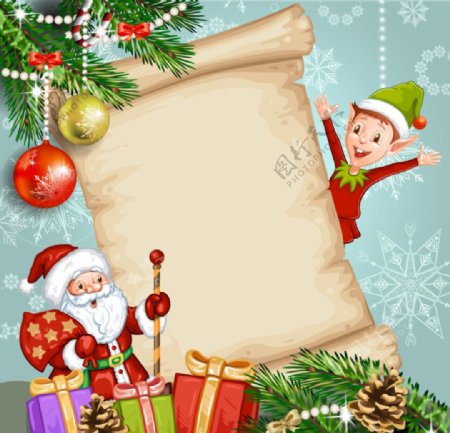 圣诞老人和精灵装饰纸张
