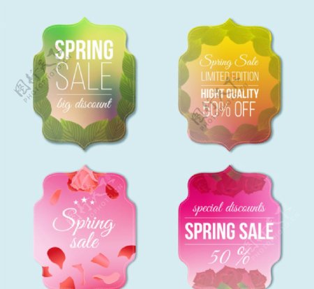 4款彩色春季促销标签矢量素材