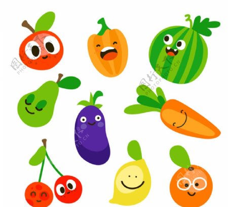 9款可爱蔬菜水果矢量素材