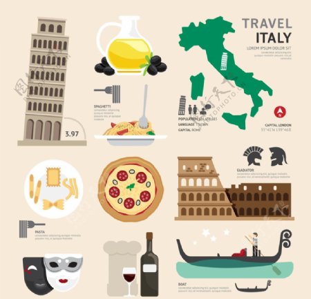 意大利旅游元素