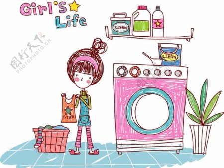 卡通儿童洗衣机背景