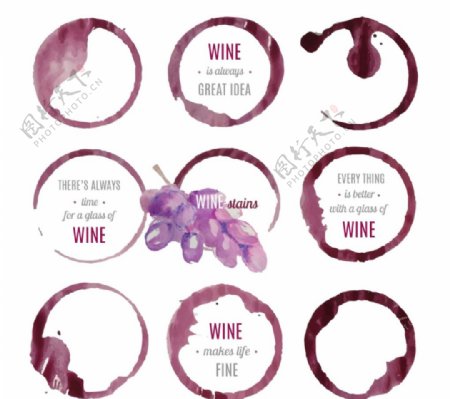 水彩葡萄酒标签