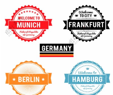 德国城市标签矢量素材