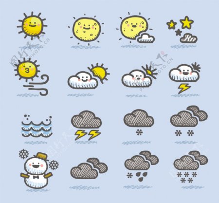 气象天气卡通矢量图案