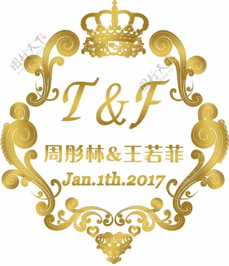 婚礼logo白金色系