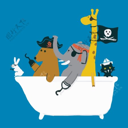 卡通海盗船动物海盗