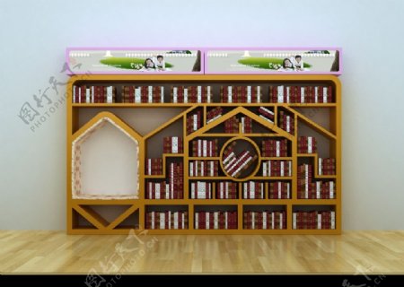 书柜3d设计效果图