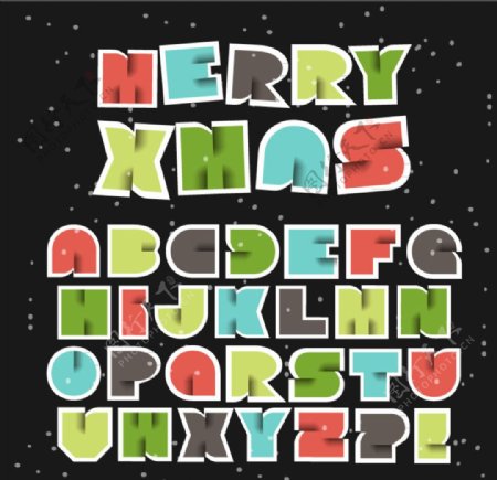 圣诞节剪贴字母矢量素材
