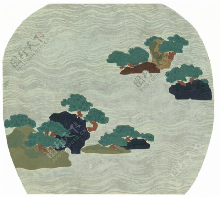 传统日式松树山石