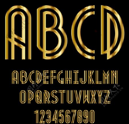 金色光泽字母设计矢量素材