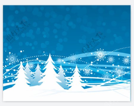 雪花圣诞树蓝色矢量背景