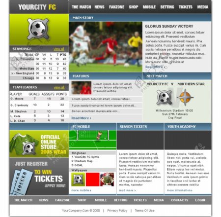 国外运动足球网页模板