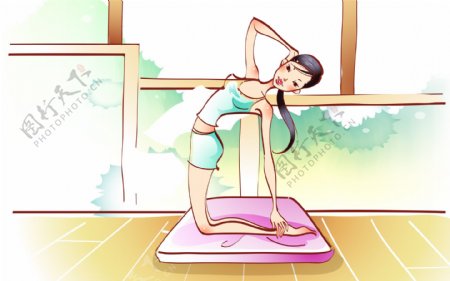 运动瑜伽卡通美女