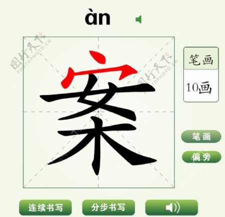 中国汉字案字笔画教学动画视频