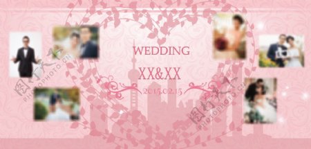粉色婚礼背景喷绘psd源文件