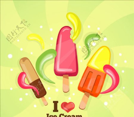 我爱冰淇淋雪糕冰棒海报