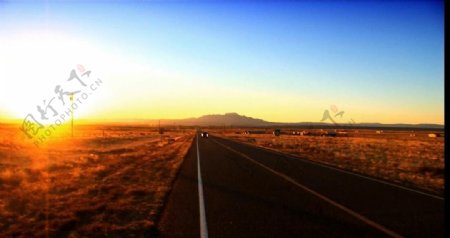 摄影视频素材夕阳公路风景