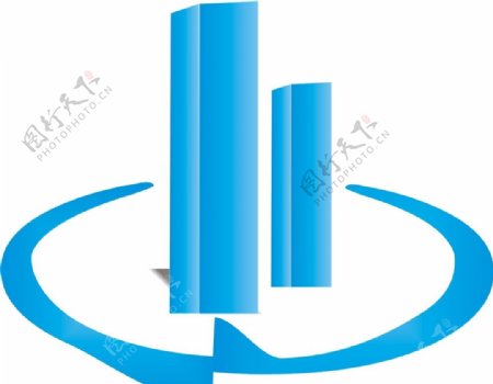蓝色高楼建筑logo