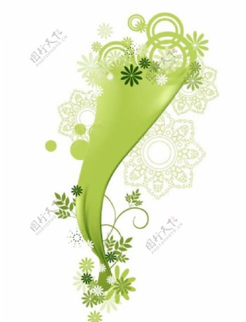 绿色圆形藤类植物花纹矢量素材