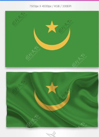 毛里塔尼亚国旗分层psd