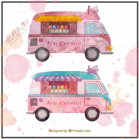 粉色冰淇淋食品卡车