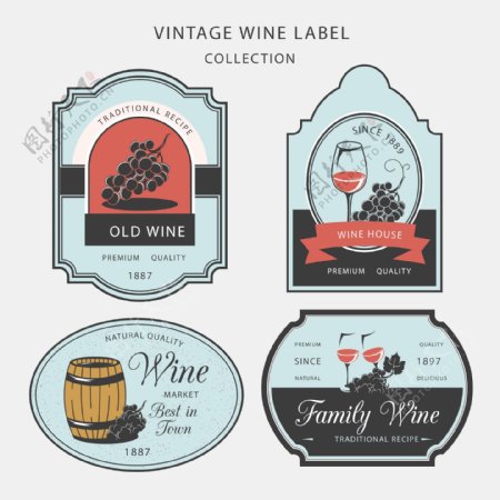 复古风格葡萄酒标签