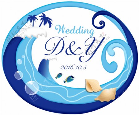 海洋主题婚礼logo