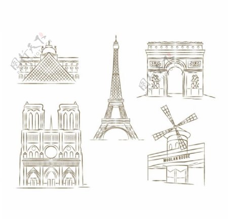 手绘巴黎著名建筑