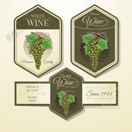 四款葡萄酒标签