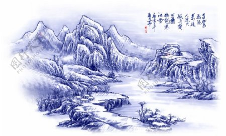 雪山蓝彩景