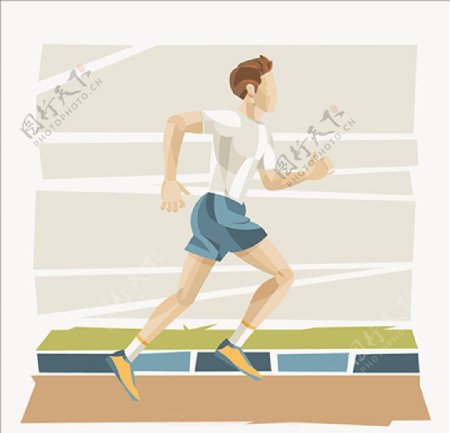 几何多边形跑步的男子插图