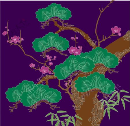 日式风格树叶图案