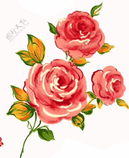 唯美水彩玫瑰花素材