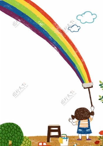 儿童粉刷彩虹墙